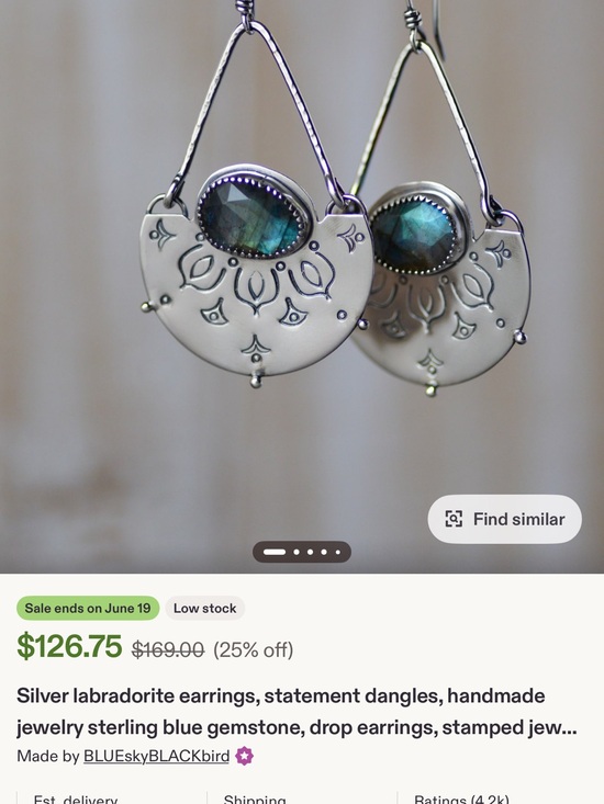 Jewelry - Silver labradorite earrings (swipe through images first)